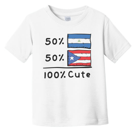 50% Nicaraguan Plus 50% Puerto Rican Equals 100% Cute Nicaragua Puerto Rico Flags Infant Toddler T-Shirt