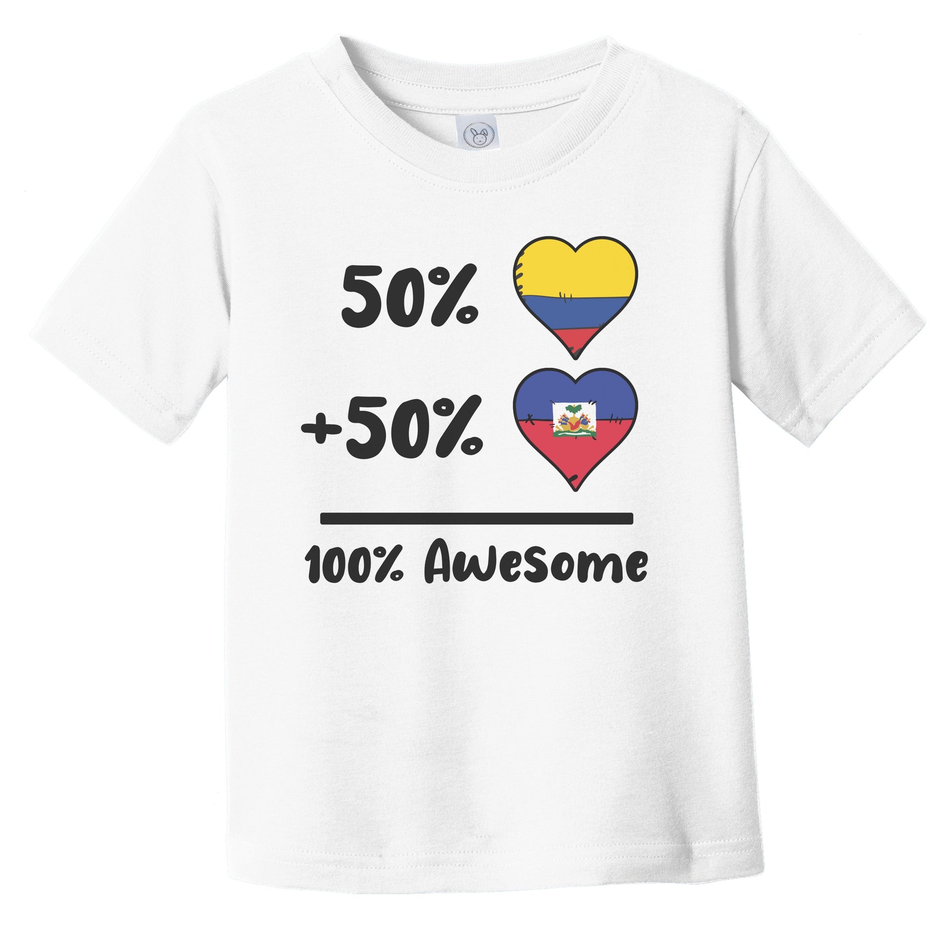 50% Colombian Plus 50% Haitian 100% Awesome Colombia Haiti Heart Flags Infant Toddler T-Shirt
