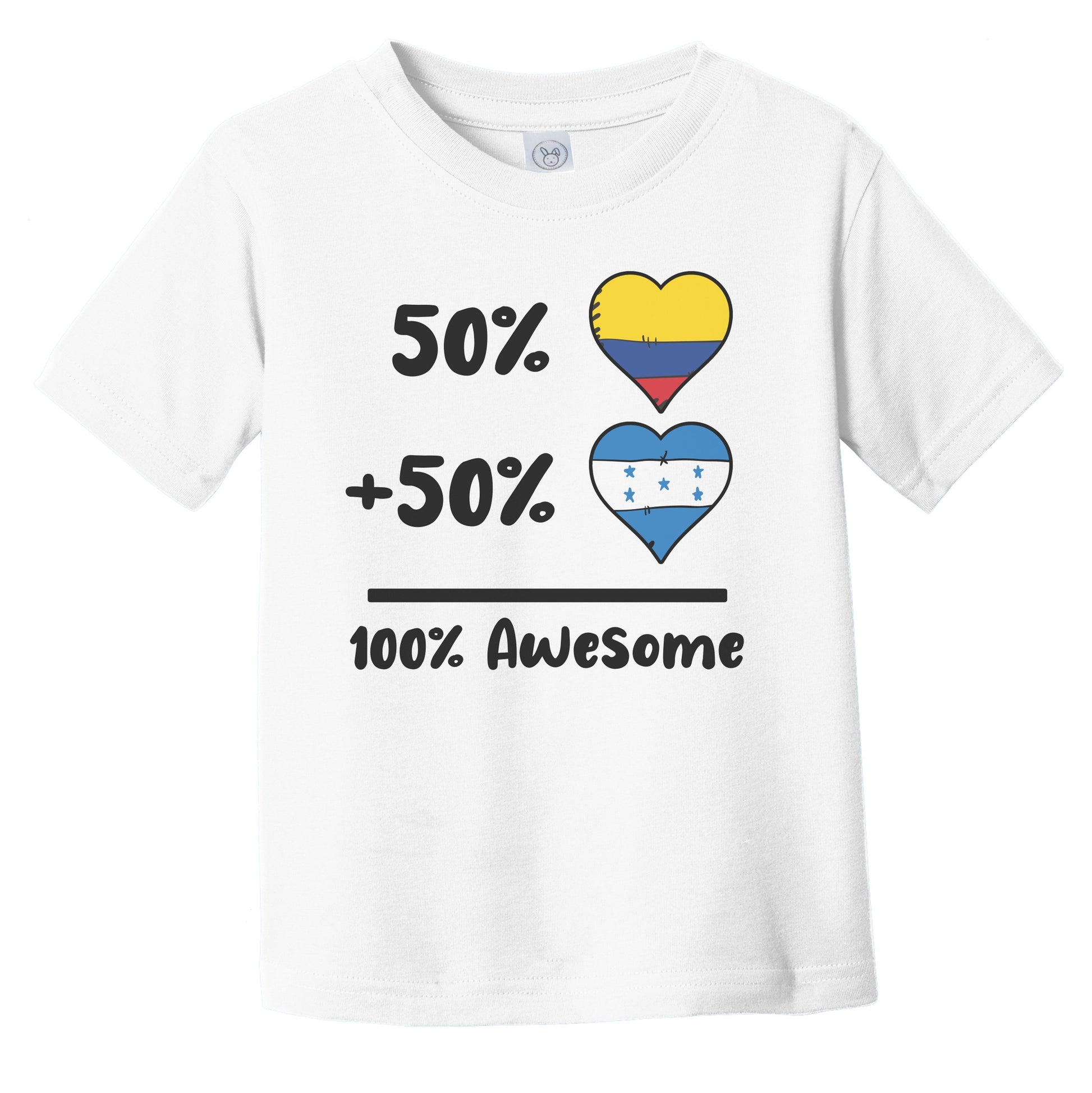 50% Colombian Plus 50% Honduran 100% Awesome Colombia Honduras Heart Flags Infant Toddler T-Shirt