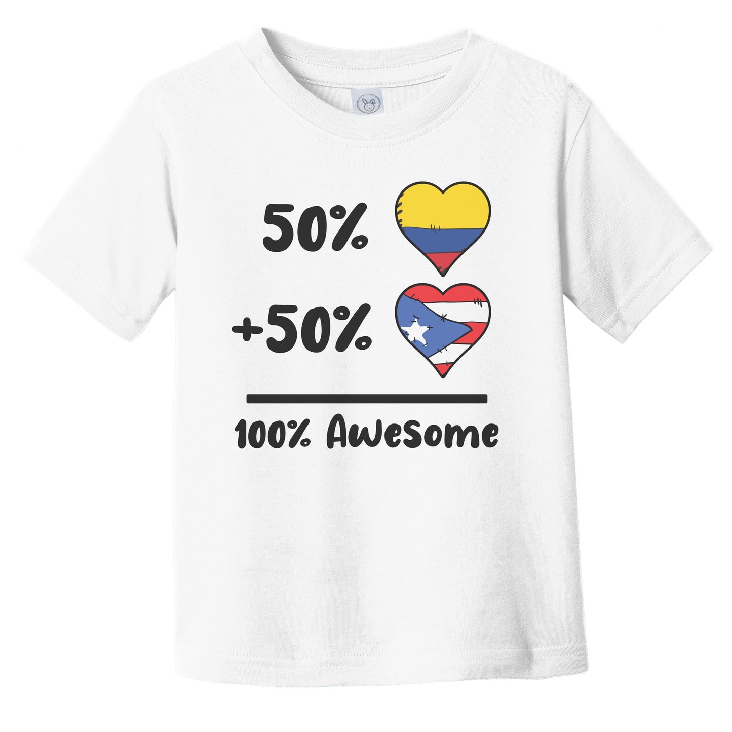 50% Colombian Plus 50% Puerto Rican 100% Awesome Colombia Puerto Rico Heart Flags Infant Toddler T-Shirt