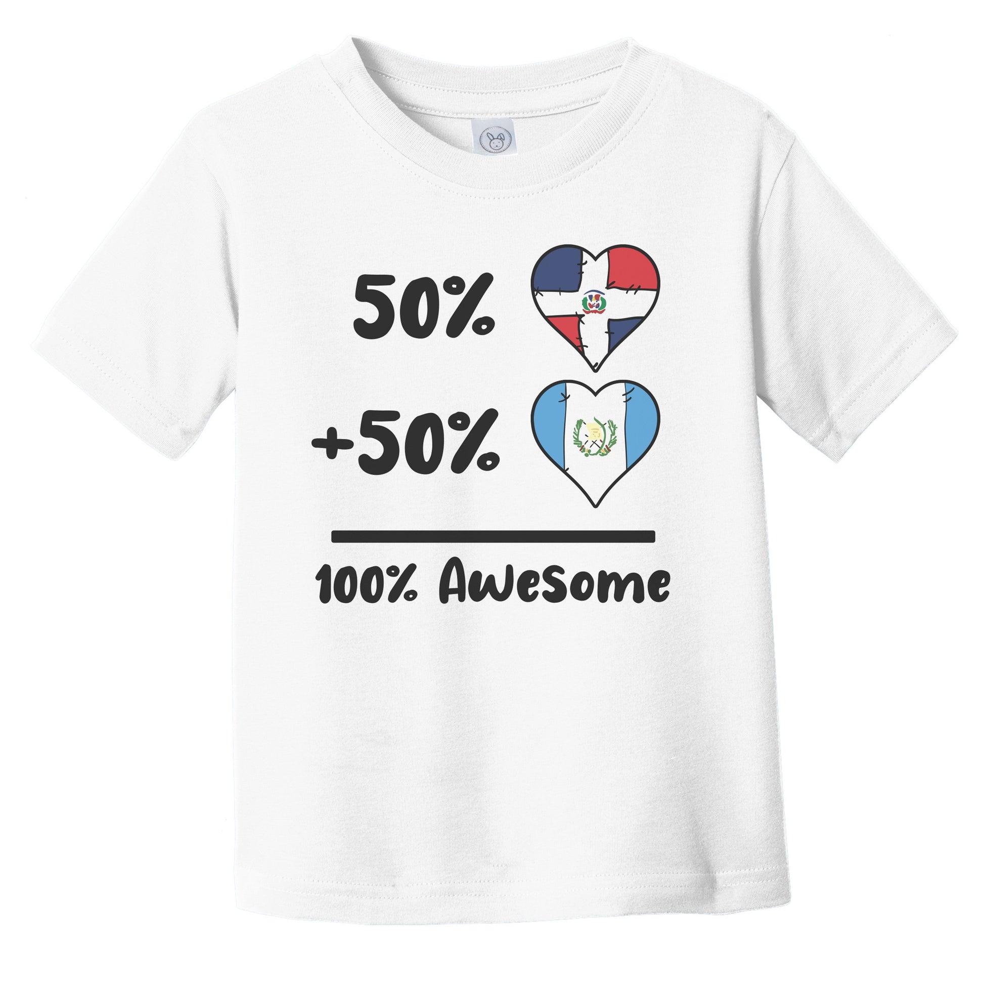 50% Dominican Plus 50% Guatemalan 100% Awesome Dominican Republic Guatemala Heart Flags Infant Toddler T-Shirt
