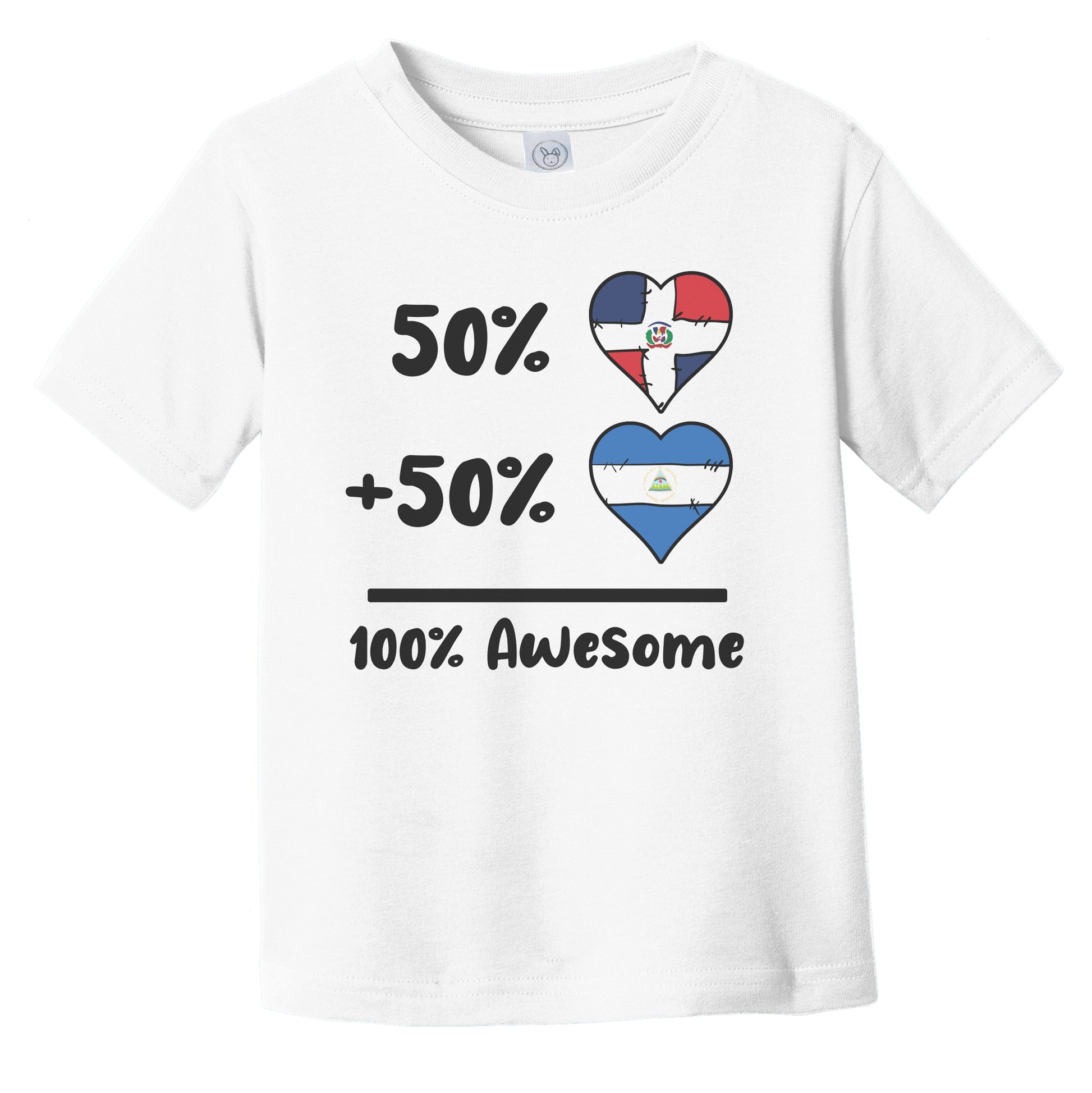 50% Dominican Plus 50% Nicaraguan 100% Awesome Dominican Republic Nicaragua Heart Flags Infant Toddler T-Shirt