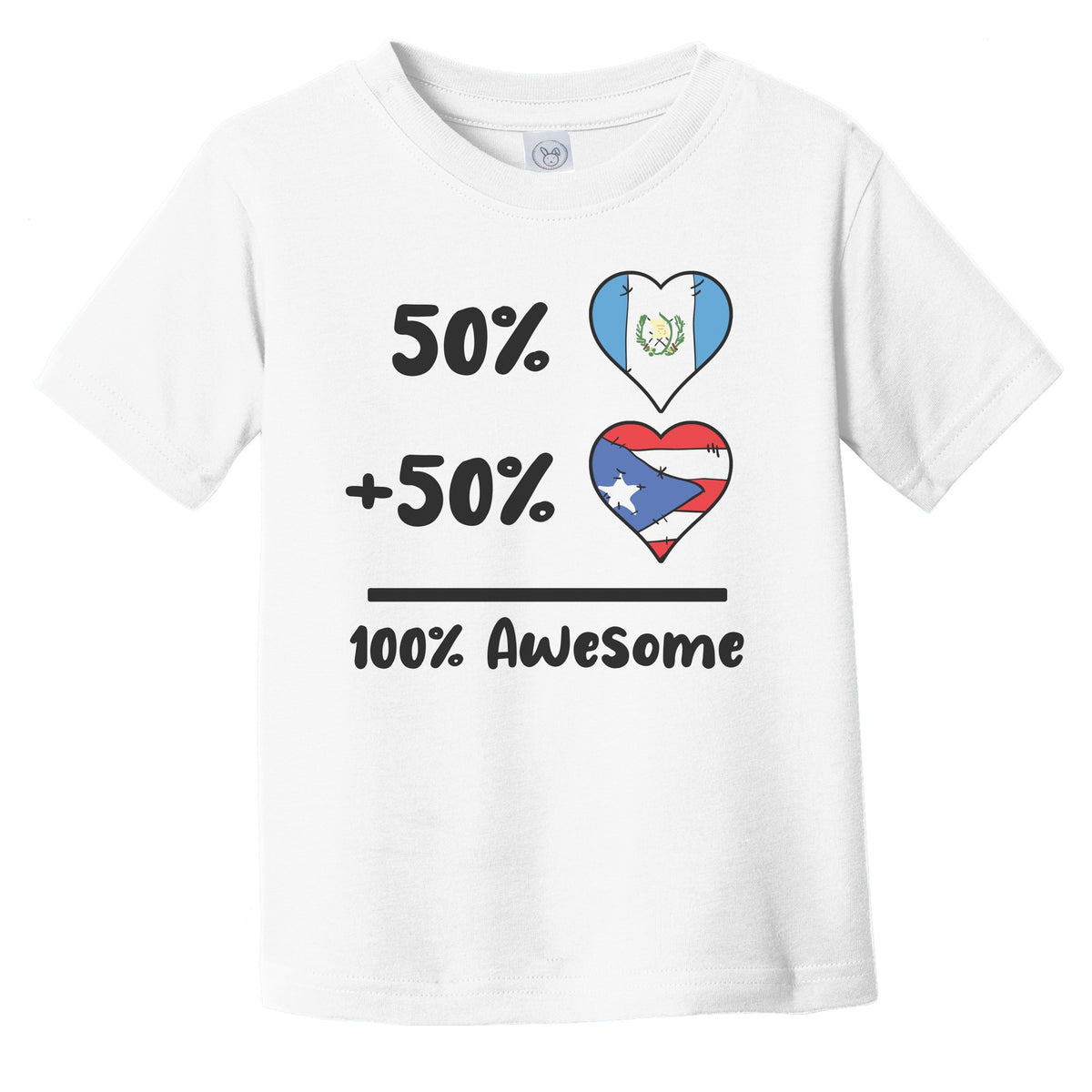 50% Guatemalan Plus 50% Puerto Rican 100% Awesome Guatemala Puerto Rico Heart Flags Infant Toddler T-Shirt