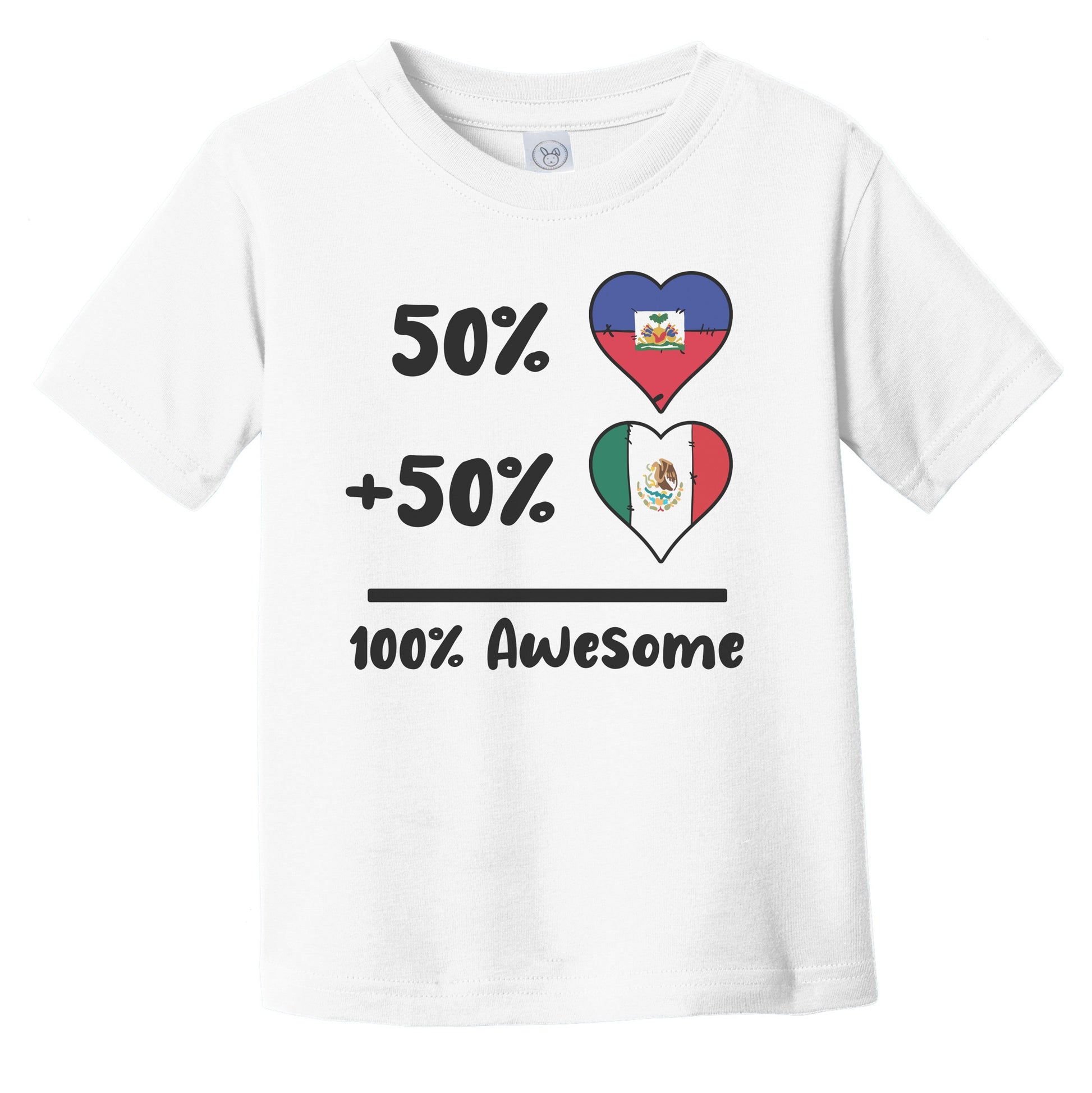 50% Haitian Plus 50% Mexican 100% Awesome Haiti Mexico Heart Flags Infant Toddler T-Shirt