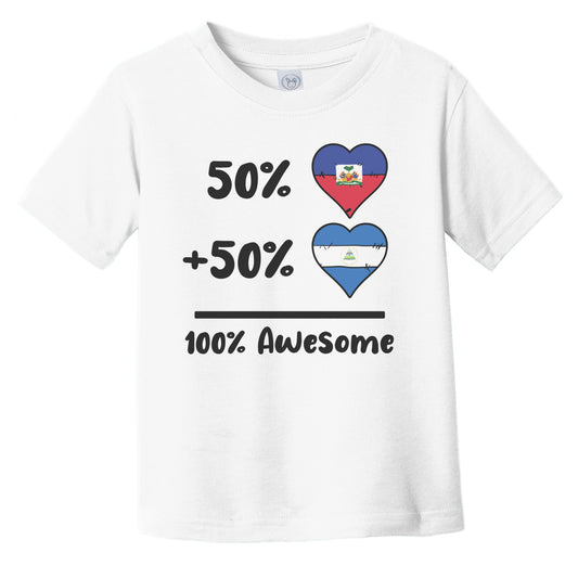 50% Haitian Plus 50% Nicaraguan 100% Awesome Haiti Nicaragua Heart Flags Infant Toddler T-Shirt