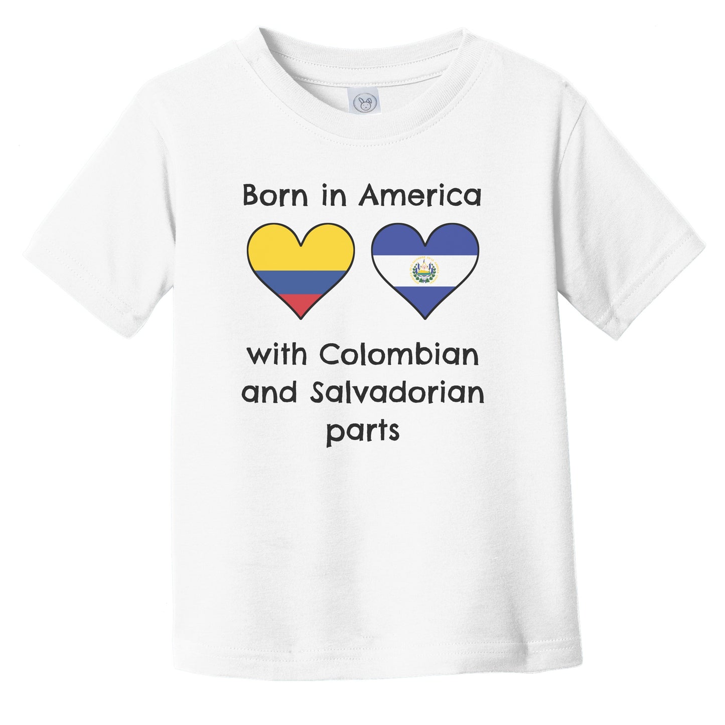 Born In America With Colombian and Salvadorian Parts Funny Colombia El Salvador Flags Infant Toddler T-Shirt