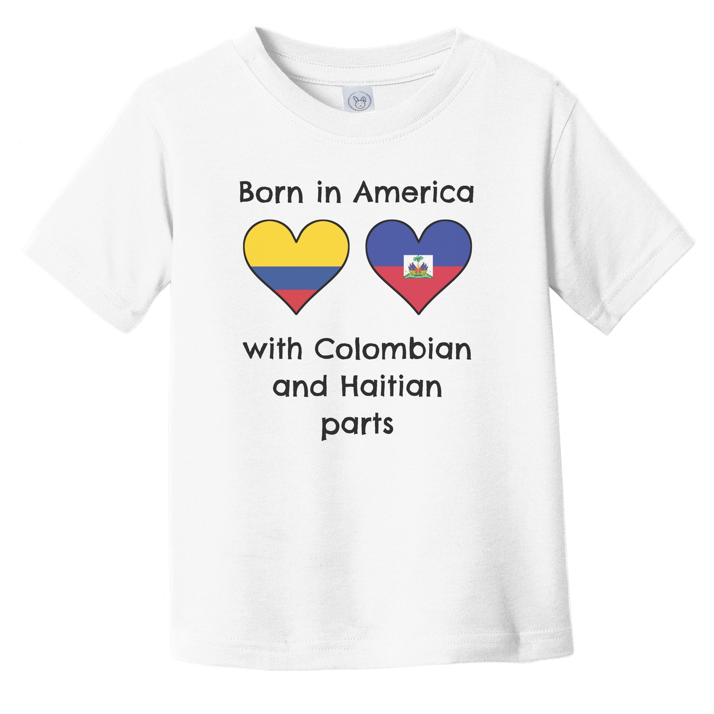 Born In America With Colombian and Haitian Parts Funny Colombia Haiti Flags Infant Toddler T-Shirt