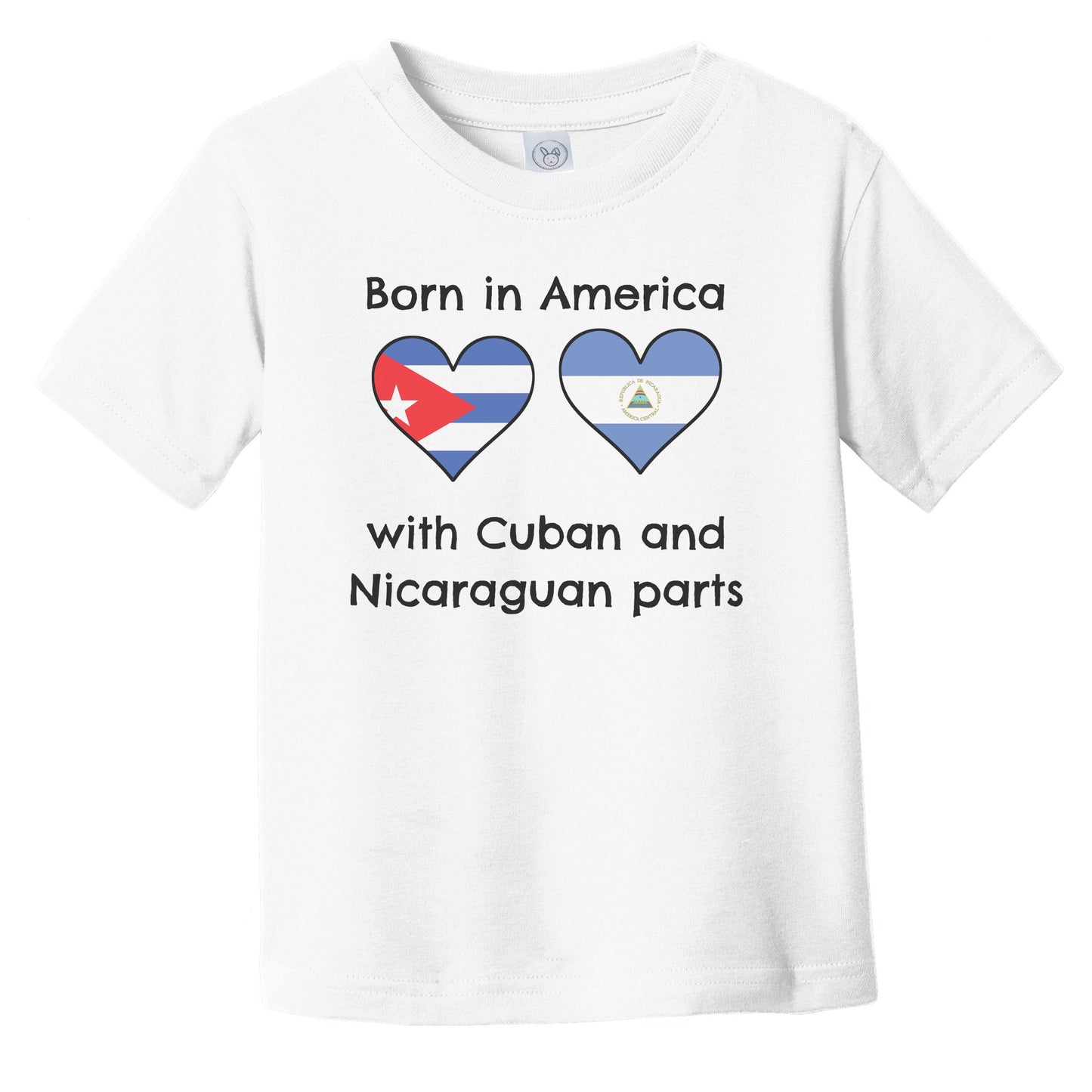 Born In America With Cuban and Nicaraguan Parts Funny Cuba Nicaragua Flags Infant Toddler T-Shirt