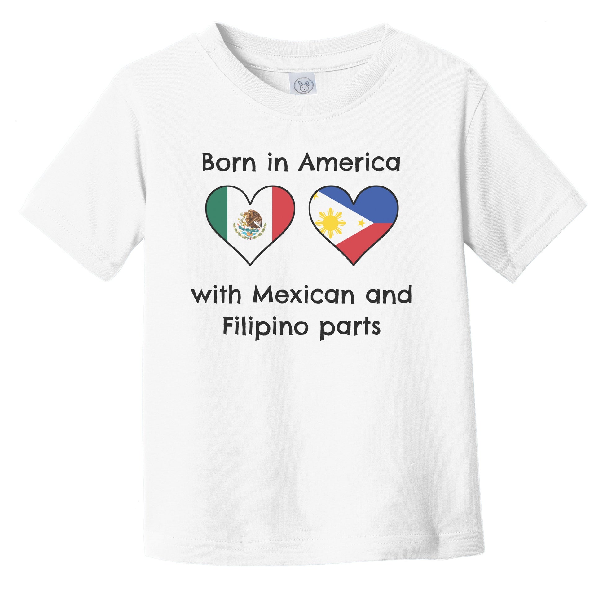 Born In America With Mexican and Filipino Parts Funny Mexico Philippines Flags Infant Toddler T-Shirt