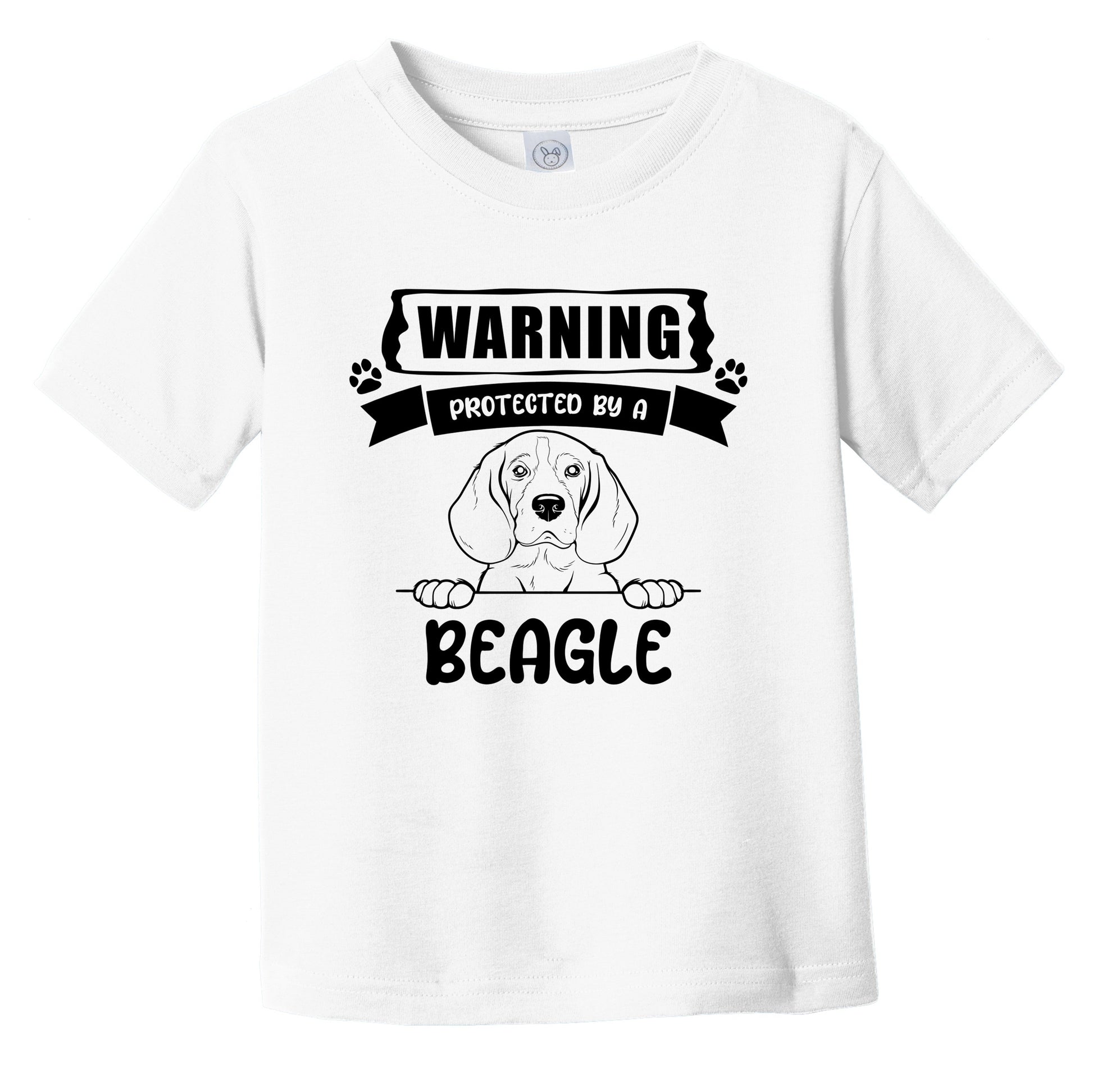 Warning Protected By A Beagle Funny Cute Dog Breed Infant Toddler T-Shirt