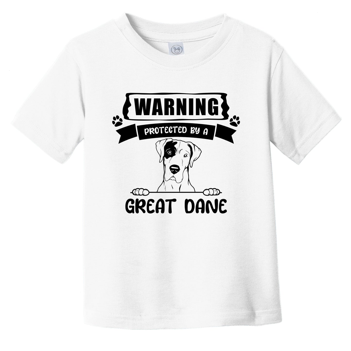 Warning Protected By A Great Dane Funny Cute Dog Breed Infant Toddler T-Shirt