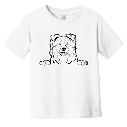 Australian Shepherd Dog Breed Drawing Cute Infant Toddler T-Shirt