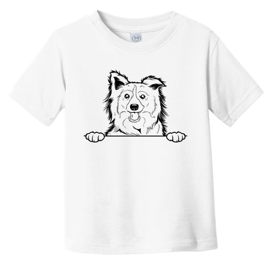 Border Collie Dog Breed Drawing Cute Infant Toddler T-Shirt