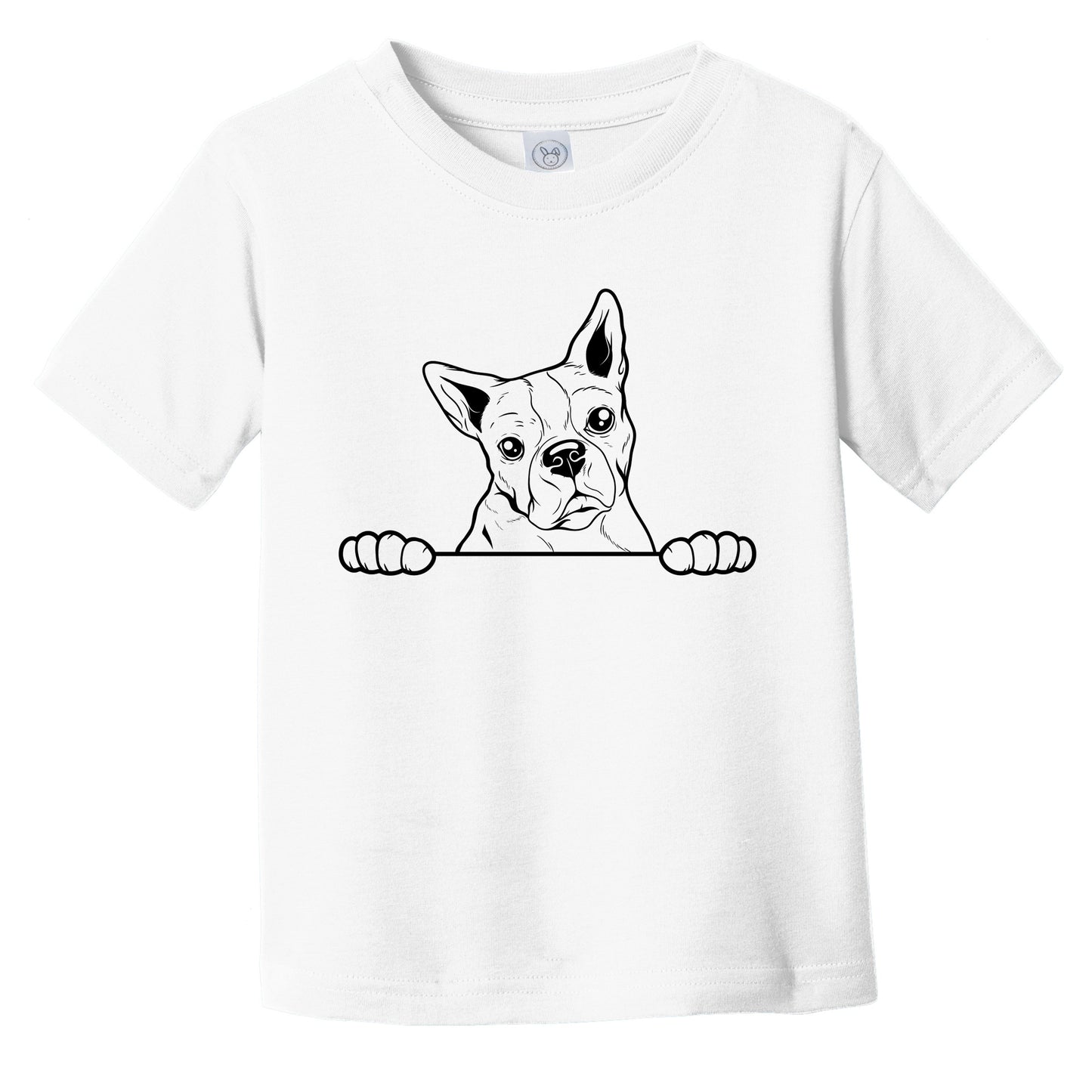 Boston Terrier Dog Breed Drawing Cute Infant Toddler T-Shirt