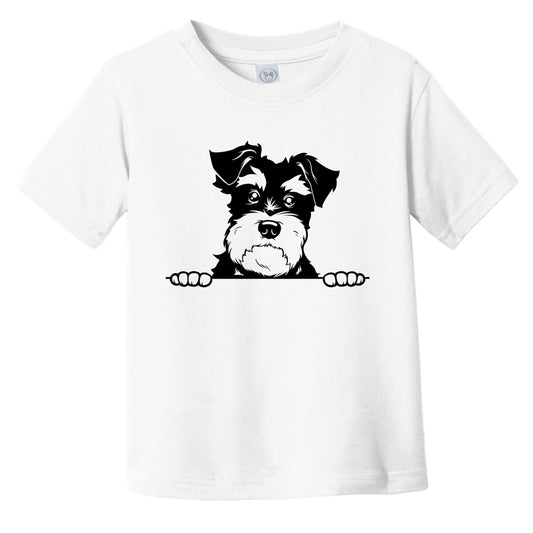 Miniature Schnauzer Dog Breed Drawing Cute Infant Toddler T-Shirt