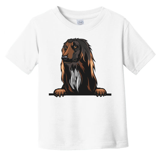 Afghan Hound Dog Breed Popping Up Cute Infant Toddler T-Shirt