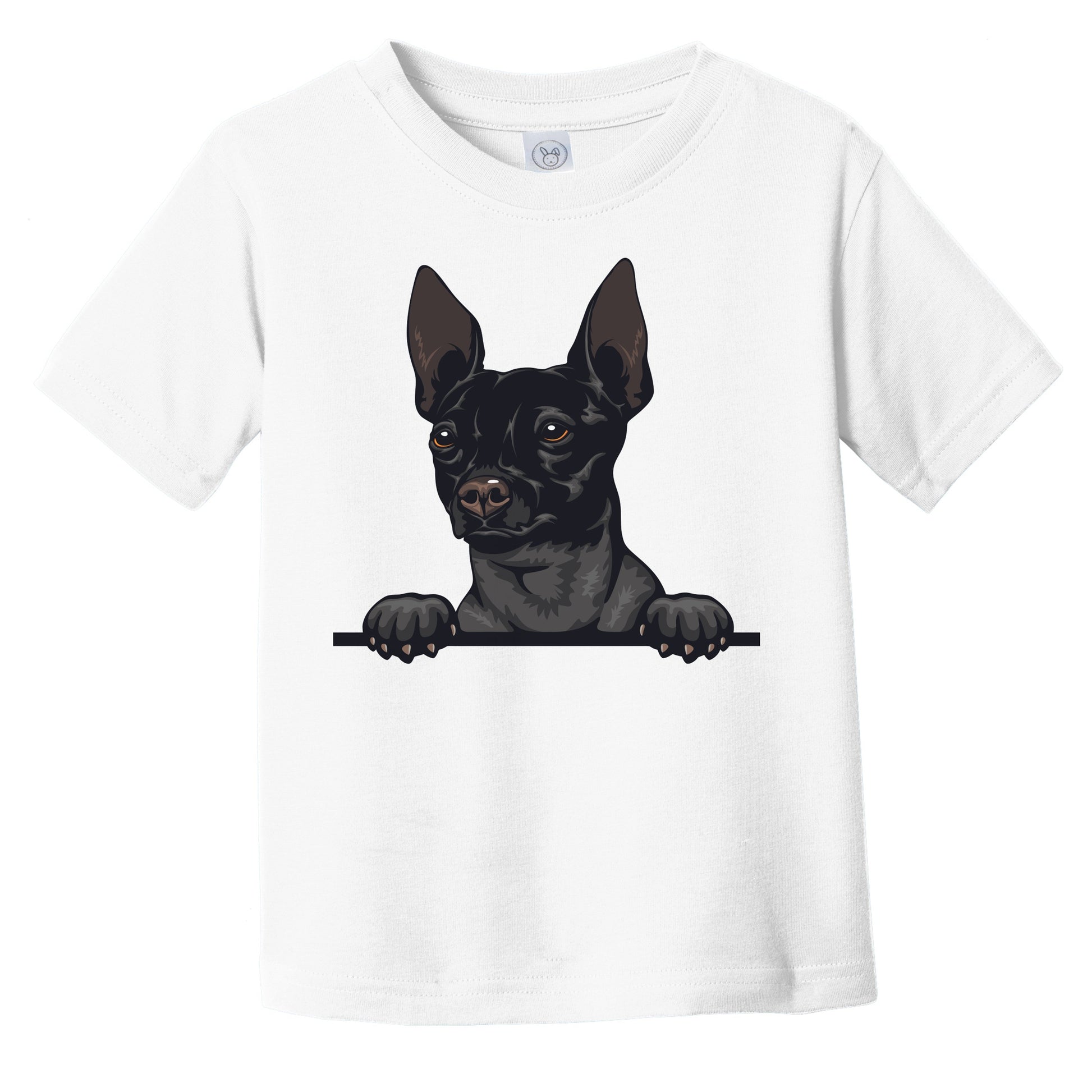 American Hairless Terrier Dog Breed Popping Up Cute Infant Toddler T-Shirt