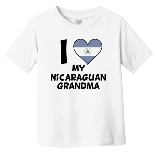 I Heart My Nicaraguan Grandma Nicaragua Flag Infant Toddler T-Shirt