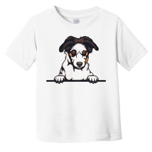 Australian Shepherd Dog Breed Popping Up Cute Infant Toddler T-Shirt v3