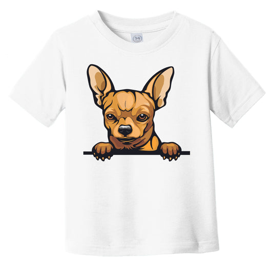 Short Haired Chihuahua Dog Breed Popping Up Cute Infant Toddler T-Shirt v3