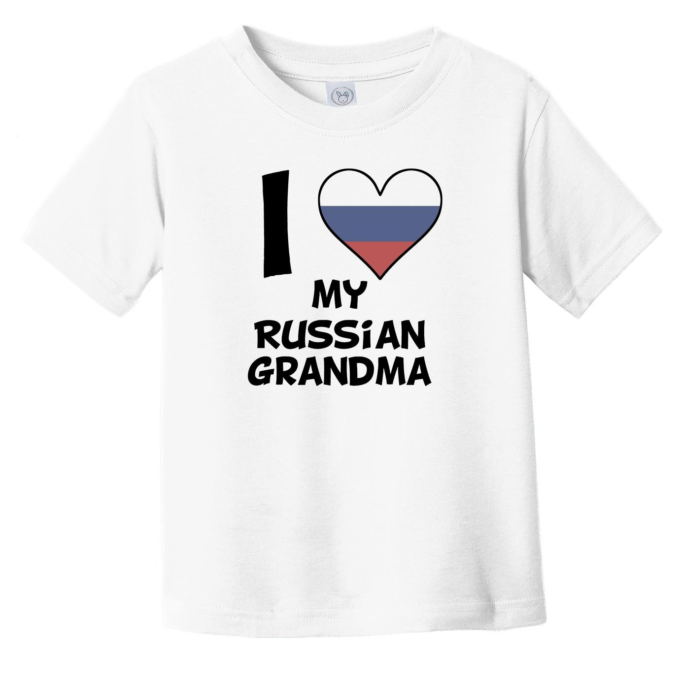 I Heart My Russian Grandma Russia Flag Infant Toddler T-Shirt