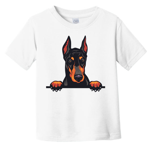 Doberman Dog Breed Popping Up Cute Infant Toddler T-Shirt