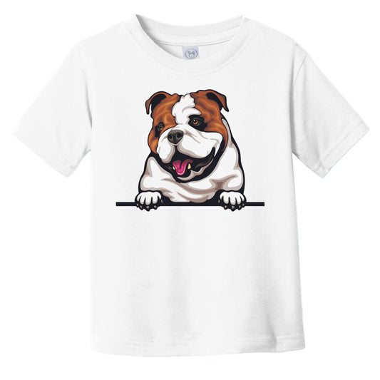English Bulldog Dog Breed Popping Up Cute Infant Toddler T-Shirt v3