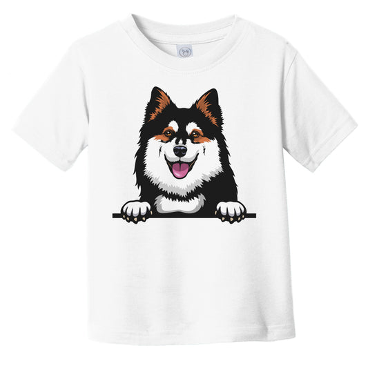 Finnish Lapphund Dog Breed Popping Up Cute Infant Toddler T-Shirt
