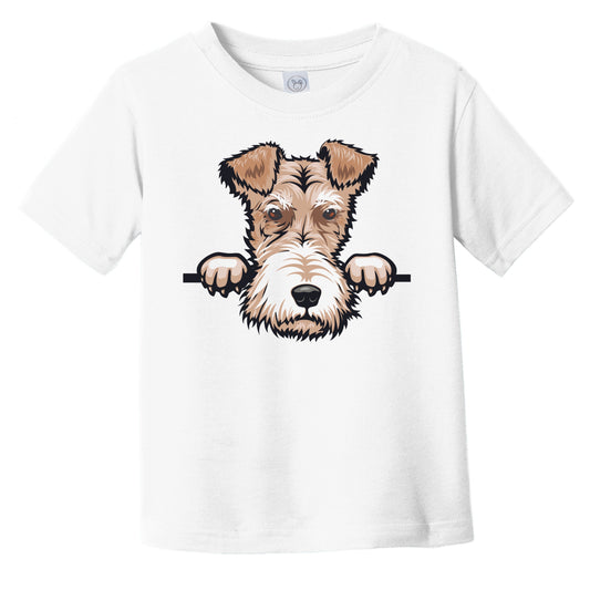 Fox Terrier Dog Breed Popping Up Cute Infant Toddler T-Shirt v2