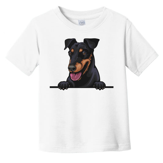 Manchester Terrier Dog Breed Popping Up Cute Infant Toddler T-Shirt