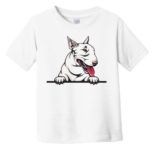 Miniature Bull Terrier Dog Breed Popping Up Cute Infant Toddler T-Shirt