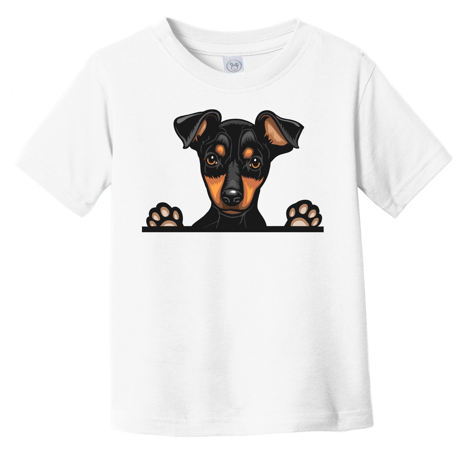 Miniature Pinscher Dog Breed Popping Up Cute Infant Toddler T-Shirt v3