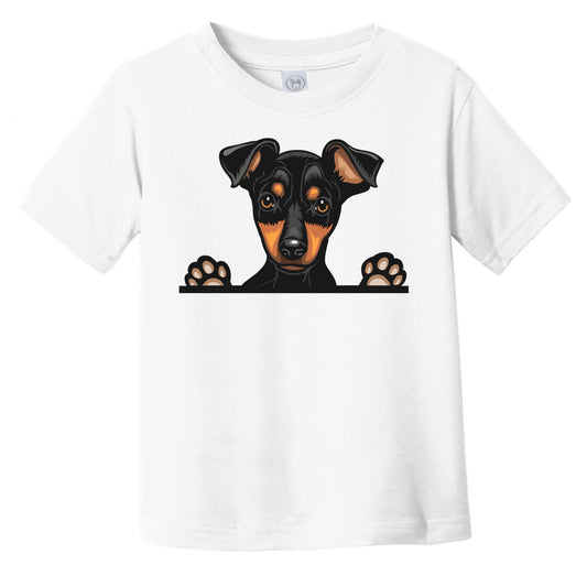 Miniature Pinscher Dog Breed Popping Up Cute Infant Toddler T-Shirt v3