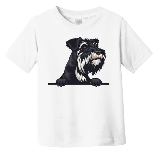 Miniature Schnauzer Dog Breed Popping Up Cute Infant Toddler T-Shirt v2