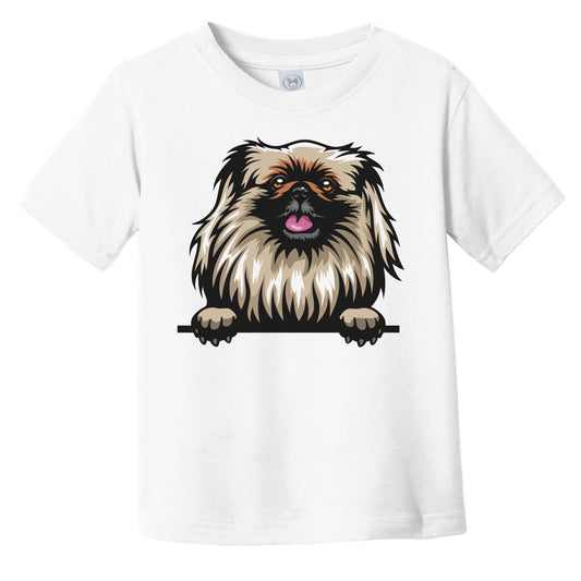 Pekingese Dog Breed Popping Up Cute Infant Toddler T-Shirt