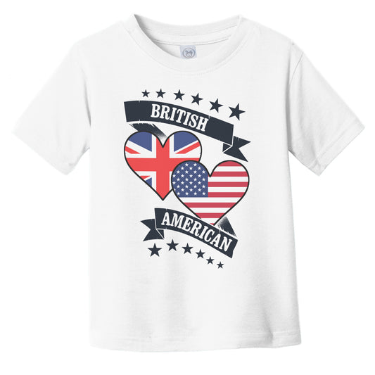 British American Heart Flags United Kingdom America Infant Toddler T-Shirt