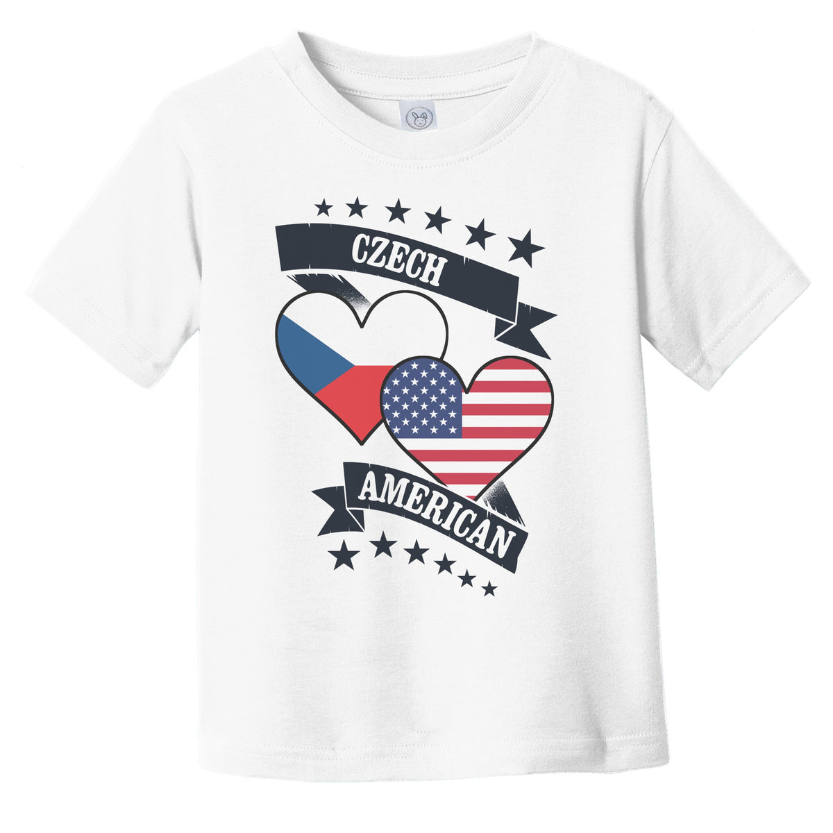Czech American Heart Flags Czech Republic America Infant Toddler T-Shirt