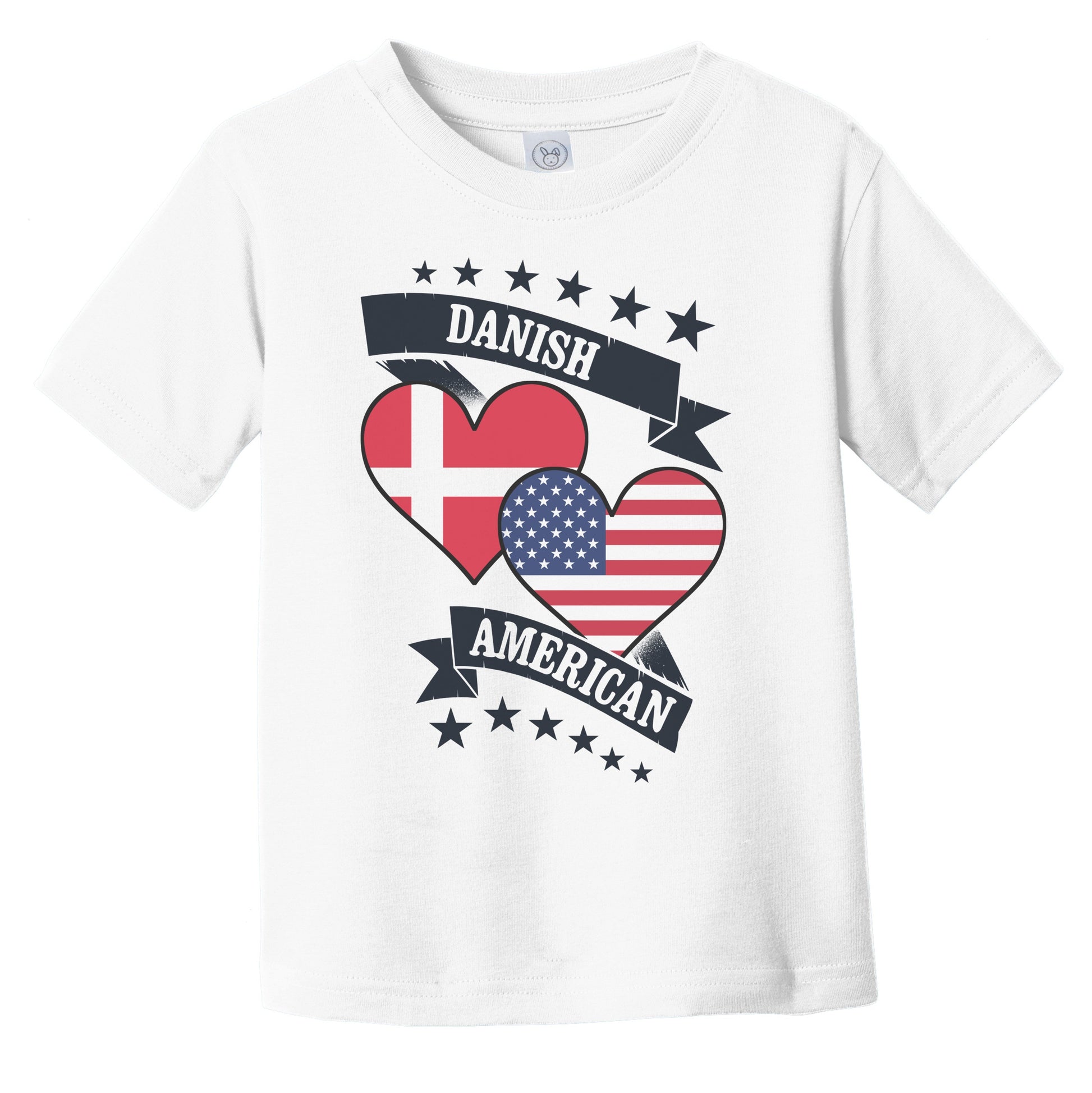 Danish American Heart Flags Denmark America Infant Toddler T-Shirt