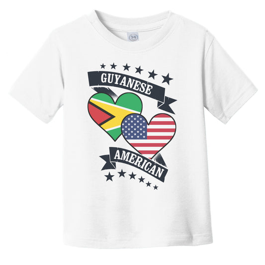 Guyanese American Heart Flags Guyana America Infant Toddler T-Shirt