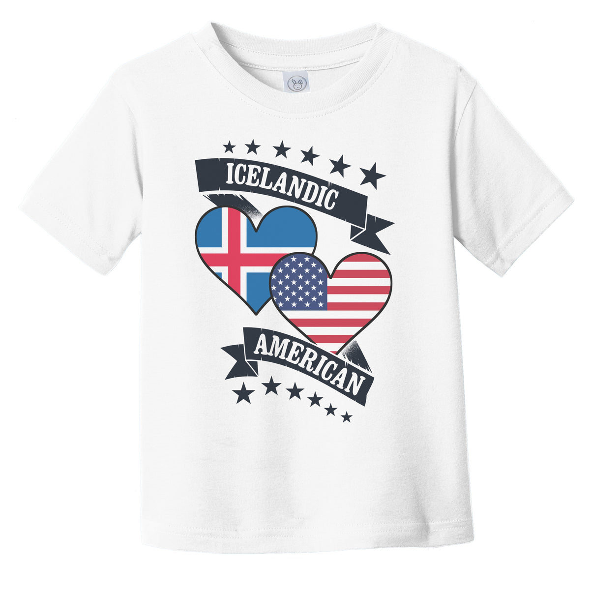Icelandic American Heart Flags Iceland America Infant Toddler T-Shirt