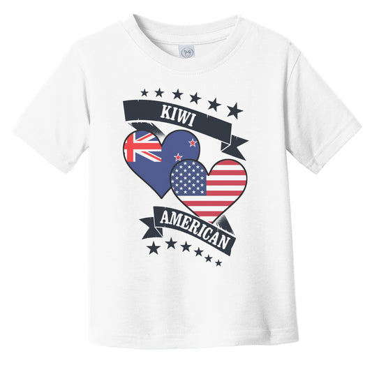 Kiwi American Heart Flags New Zealand America Infant Toddler T-Shirt