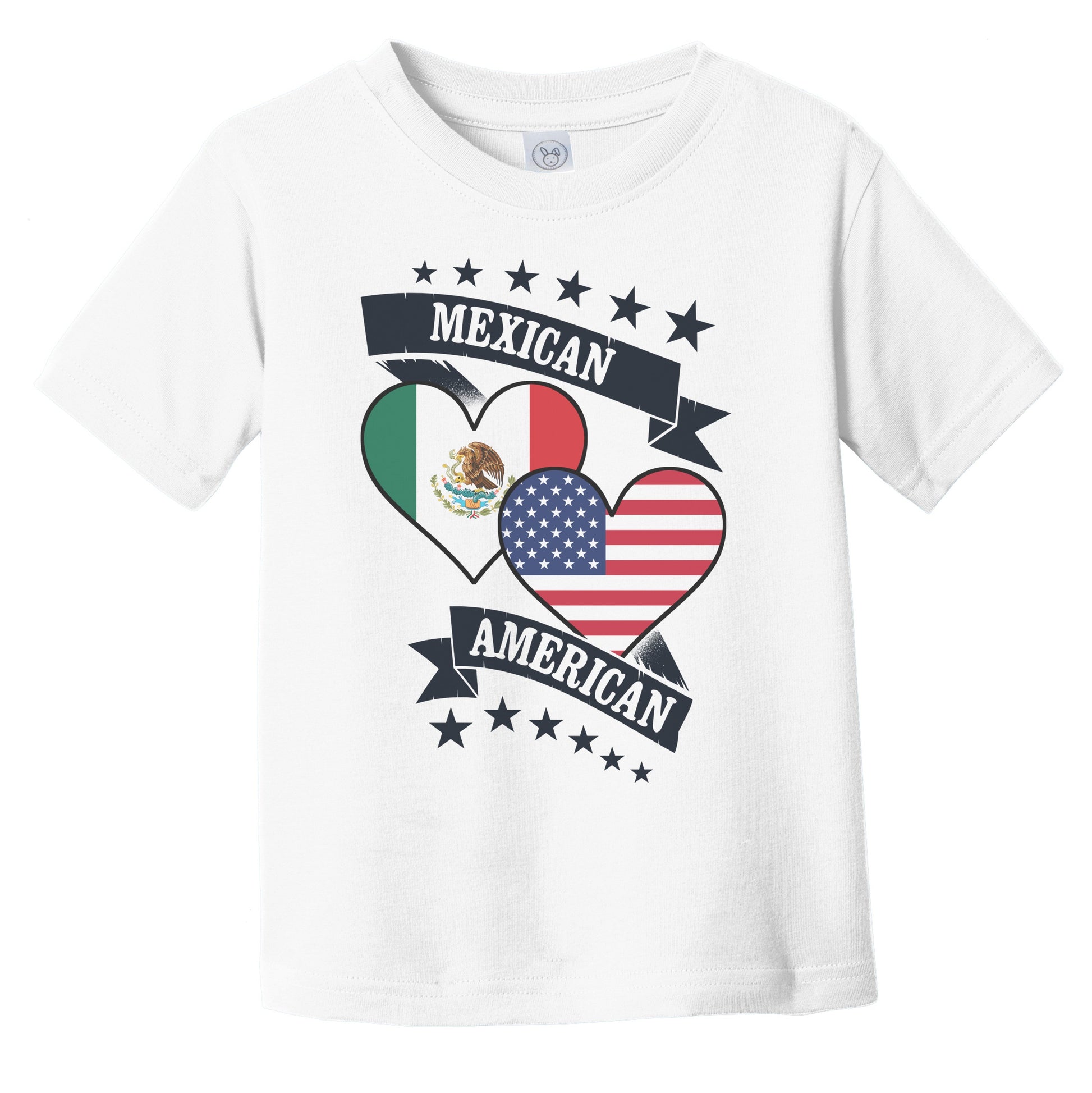 Mexican American Heart Flags Mexico America Infant Toddler T-Shirt