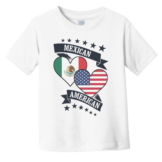 Mexican American Heart Flags Mexico America Infant Toddler T-Shirt