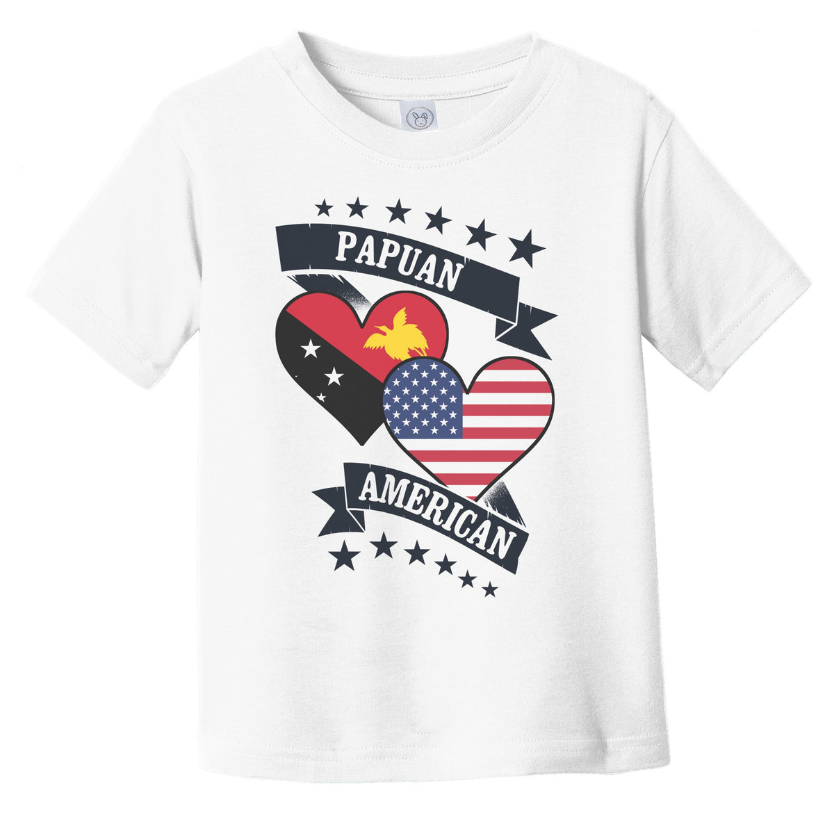 Papuan American Heart Flags Papua New Guinea America Infant Toddler T-Shirt
