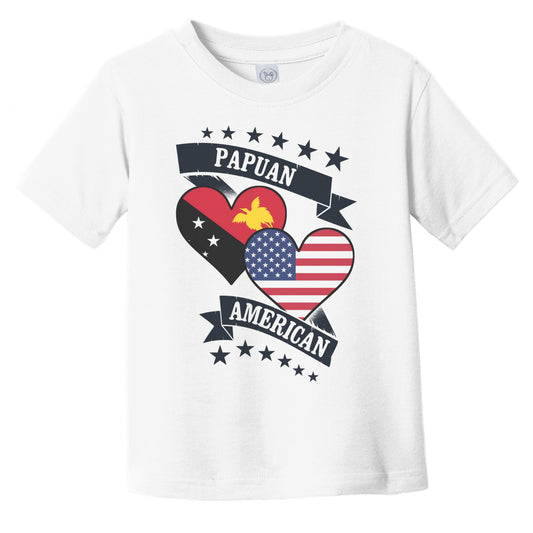 Papuan American Heart Flags Papua New Guinea America Infant Toddler T-Shirt