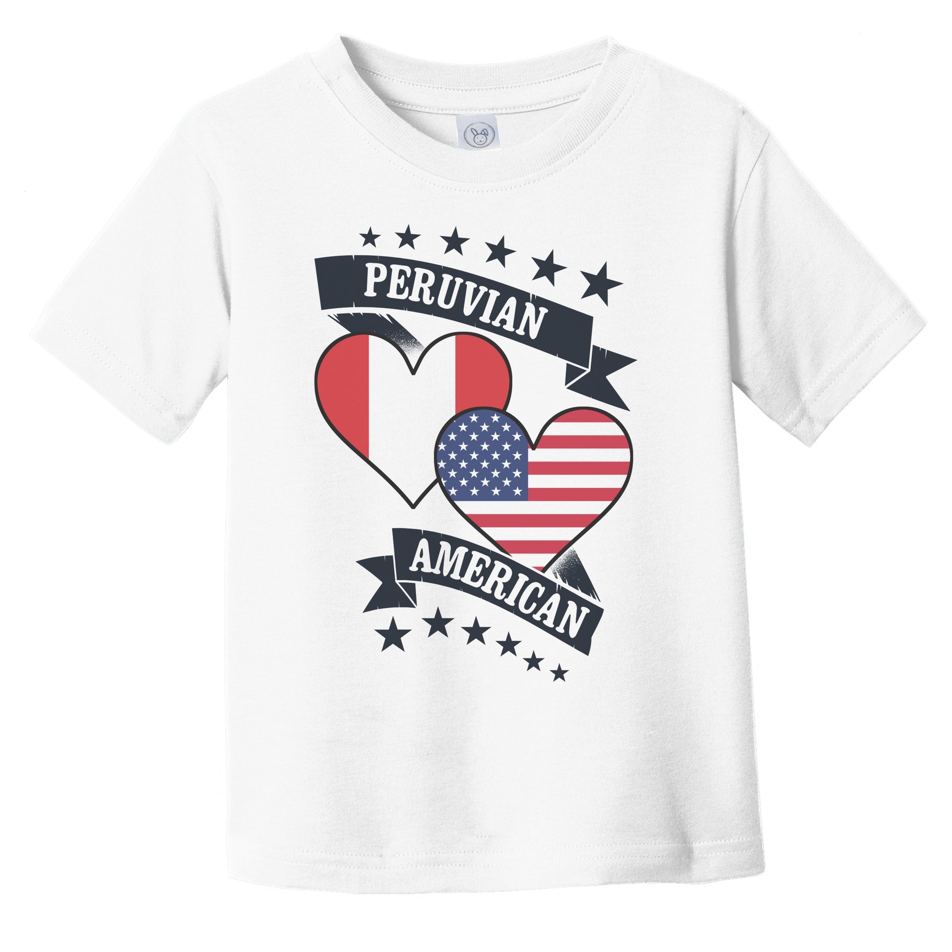 Peruvian American Heart Flags Peru America Infant Toddler T-Shirt