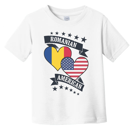 Romanian American Heart Flags Romania America Infant Toddler T-Shirt