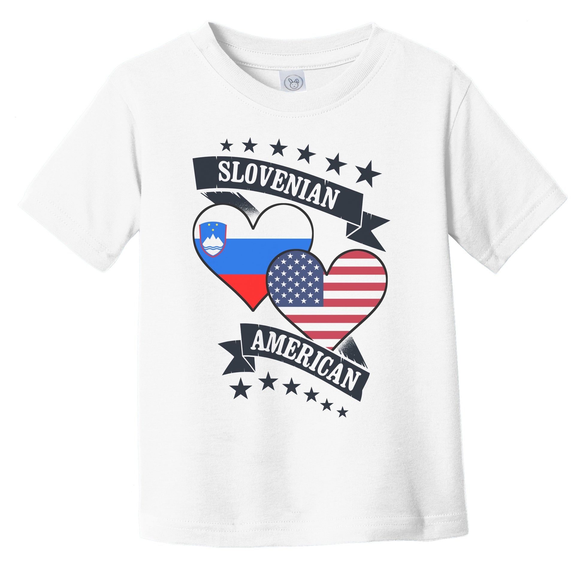 Slovenian American Heart Flags Slovenia America Infant Toddler T-Shirt