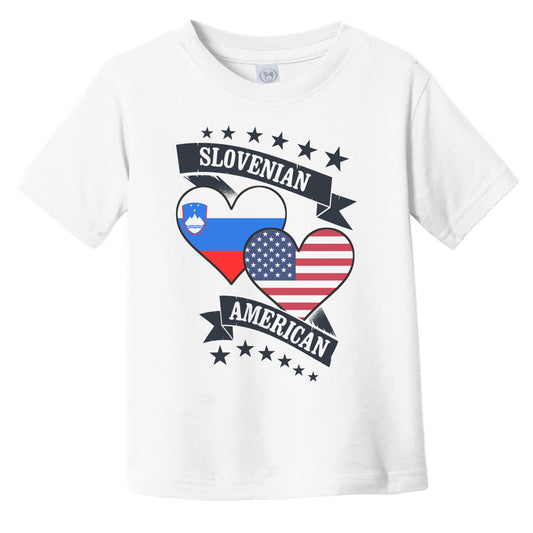 Slovenian American Heart Flags Slovenia America Infant Toddler T-Shirt