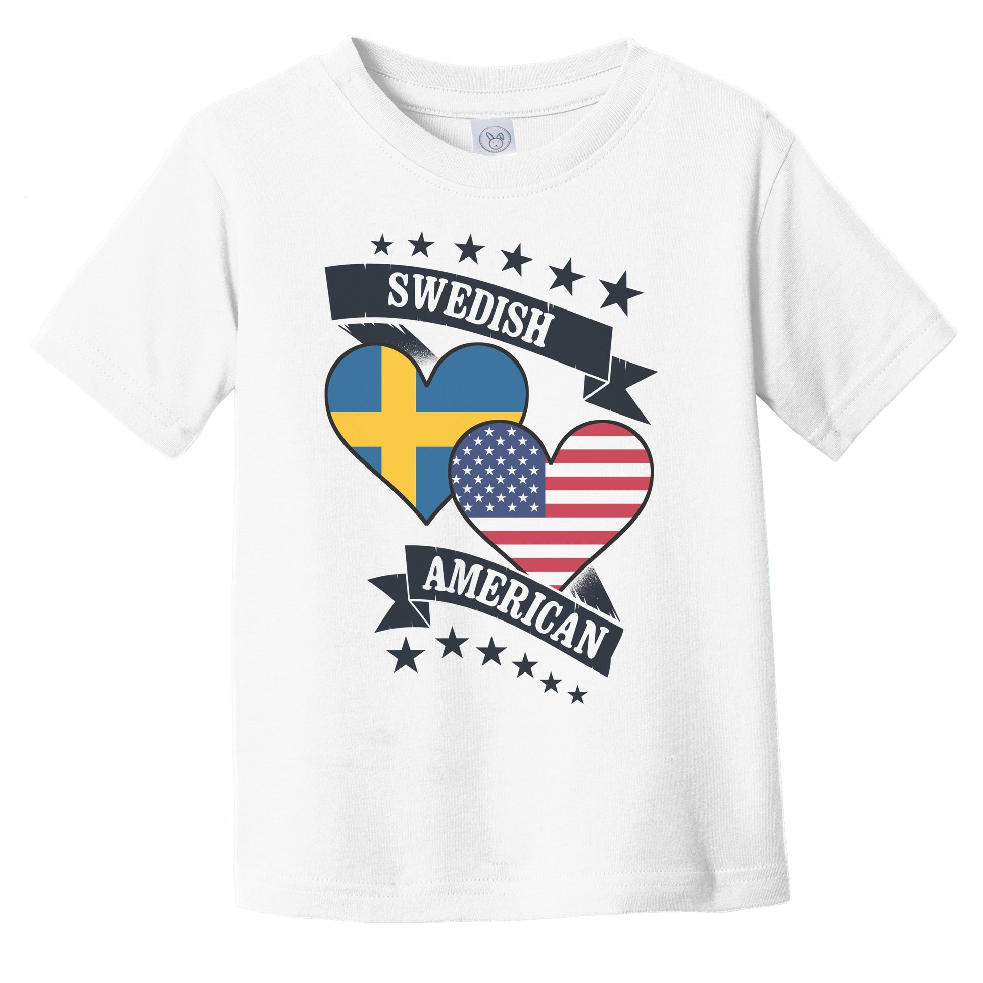 Swedish American Heart Flags Sweden America Infant Toddler T-Shirt